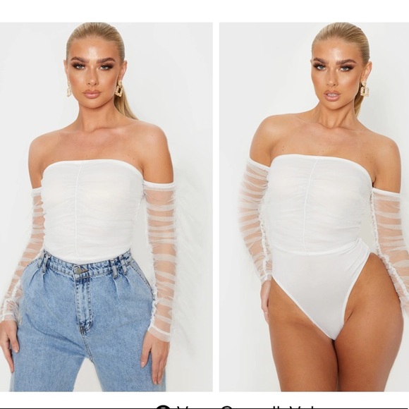 White mesh armed body suit - PLT never worn w/tags - Picture 2 of 2